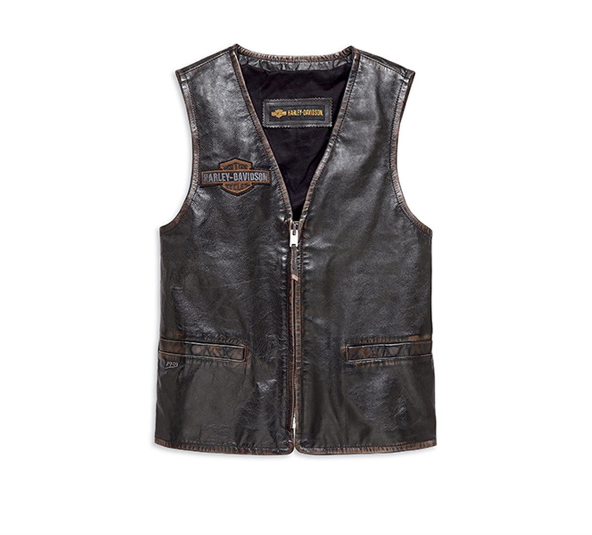 COLETE DE COURO EAGLE DISTRESSED SLIM FIT